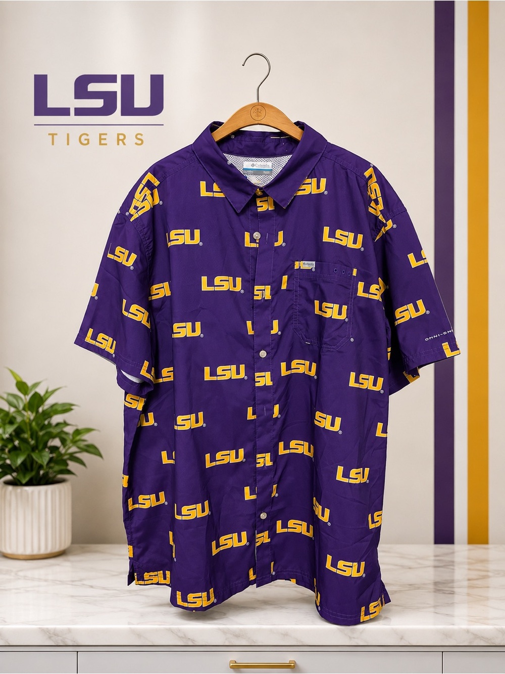 LSU Tigers Shirt Mens XL Purple NCAA Football Columbia
